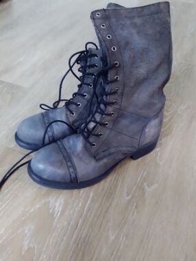 Free People Blue Grey Combat Boots 36